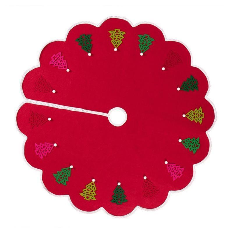 47 Inches Christmas Tree Skirt Flower Lace Rugs Tree Ornaments Xmas Tree Skirt