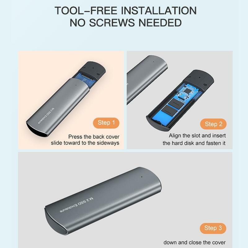 USB 3.1 Type-C Tool-Free Hard Drive Enclosure for M.2 PCIe NVMe SSD w/ USB Cable