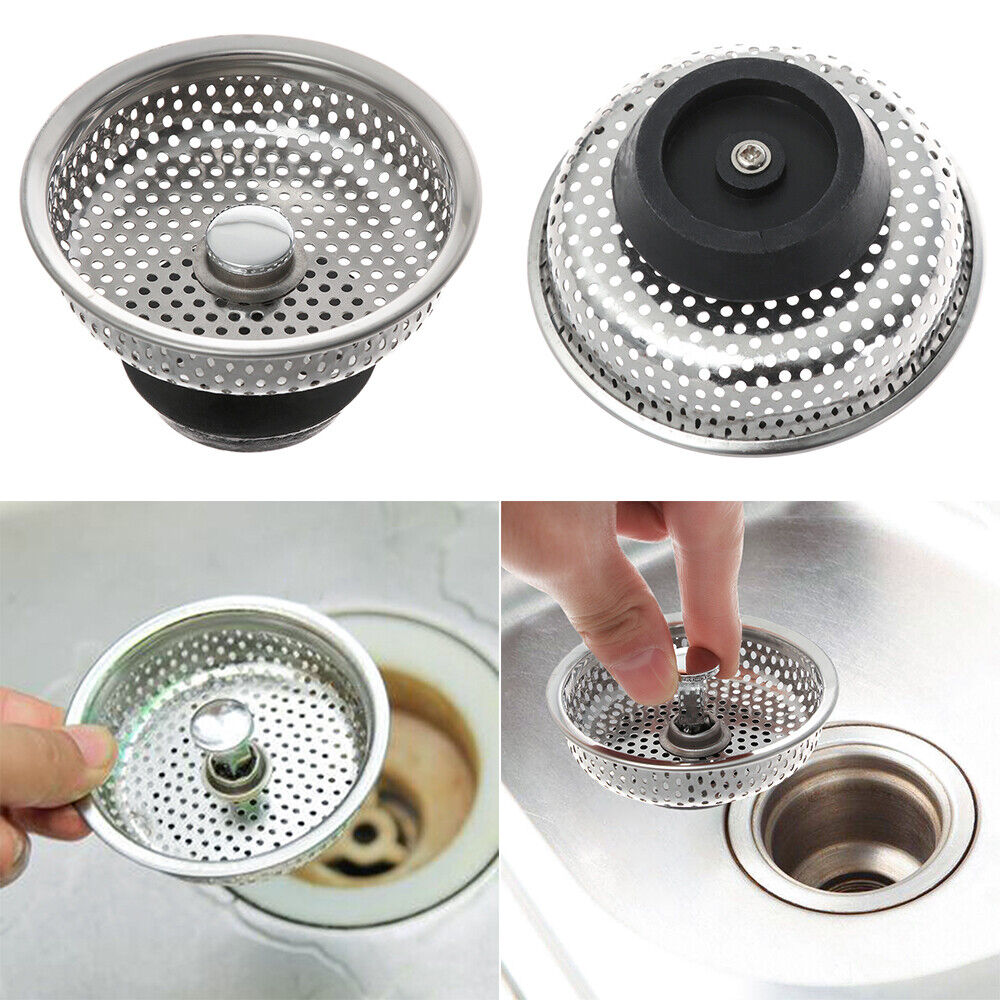 Steel Waste Drainer Sink Strainer Colander Food Hair Stopper Plug Filter Basket