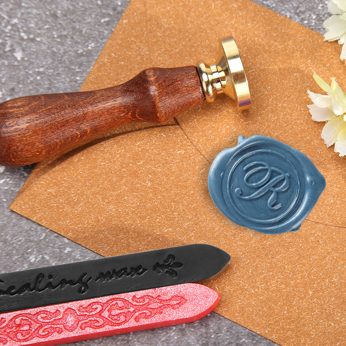 Wax Seal Stamp, Roman Alphabet Sealing Wax Brass Heads 30mm for Wedding (R)