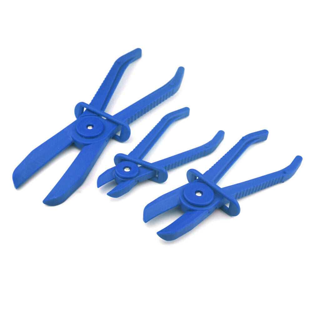 3pcs Fuel Water Line Hose Clamps Pinch Off Pliers Free Hands Tools (Blue)