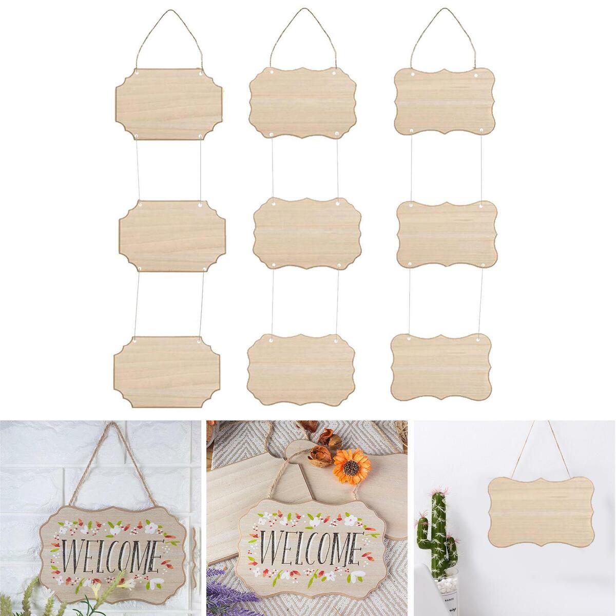 3pcs Rustic Wooden Log Disc Wooden Sign Plaque Wedding Christmas Hanging