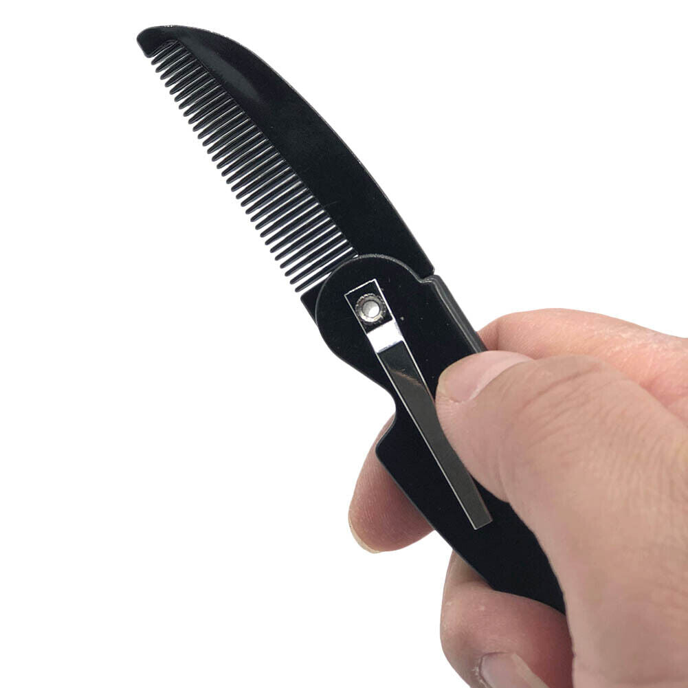 Man Woman Folding Portable Pocket Clip Beard Moustache Convenient Hair Comb