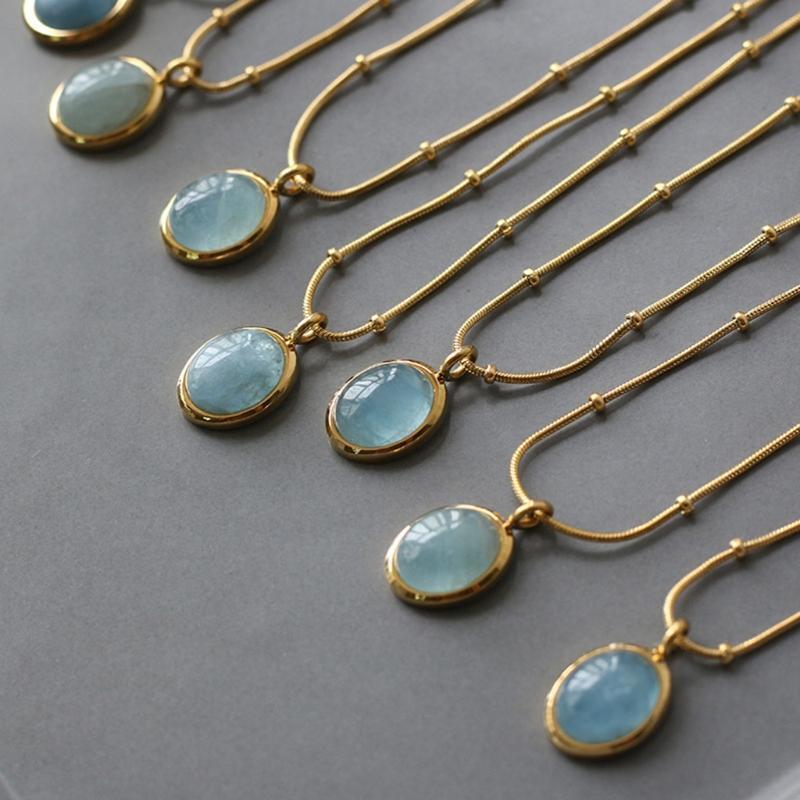 Sea Of Stars Oval Pendant Copper Chain Luxury Clavicle Chain For Women Girl Gift