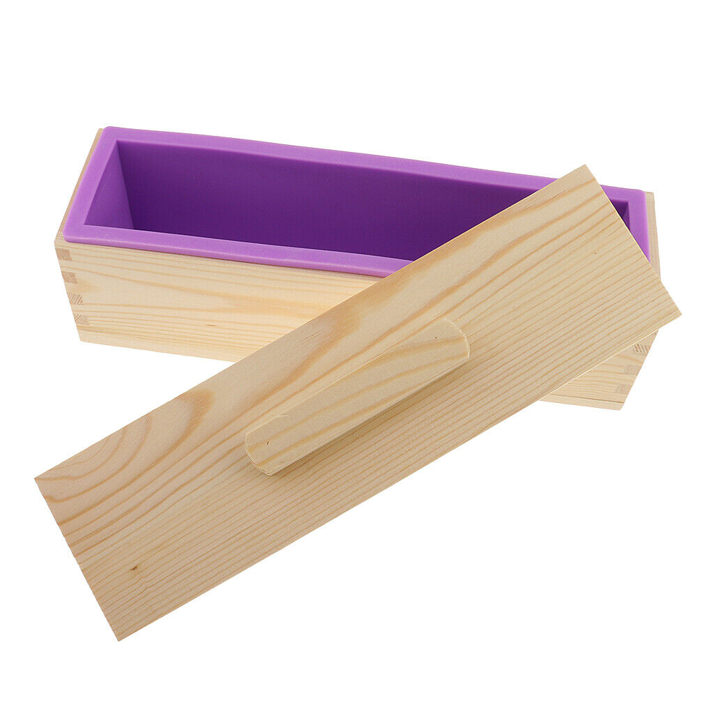 Adjustable Wooden Soap Loaf Cutter Box and Rectangle Silicone Soap Mold with