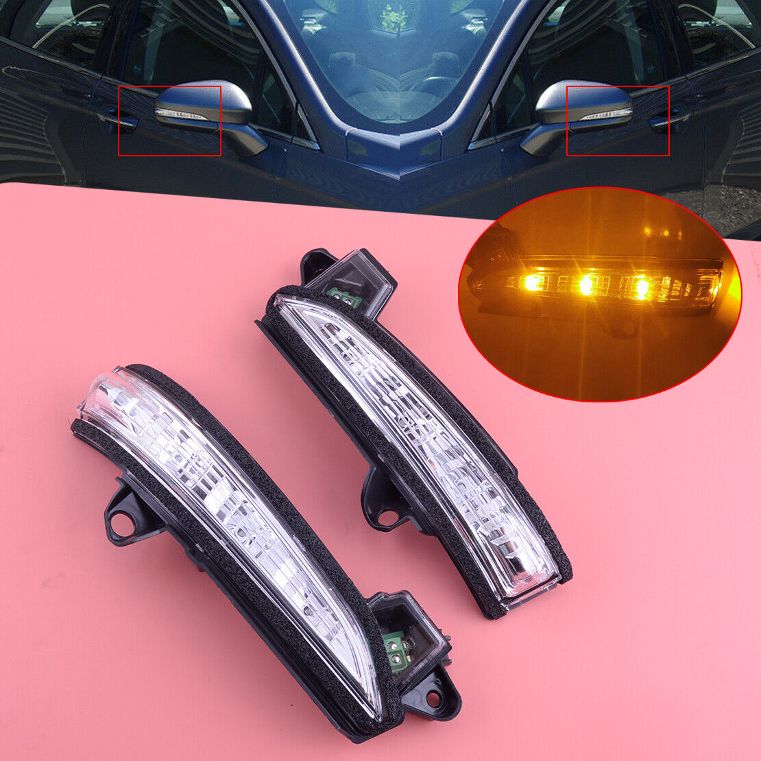 2PCS Wing Side Mirror Turn Signal Light fit for Ford Fusion Mondeo 2013-20