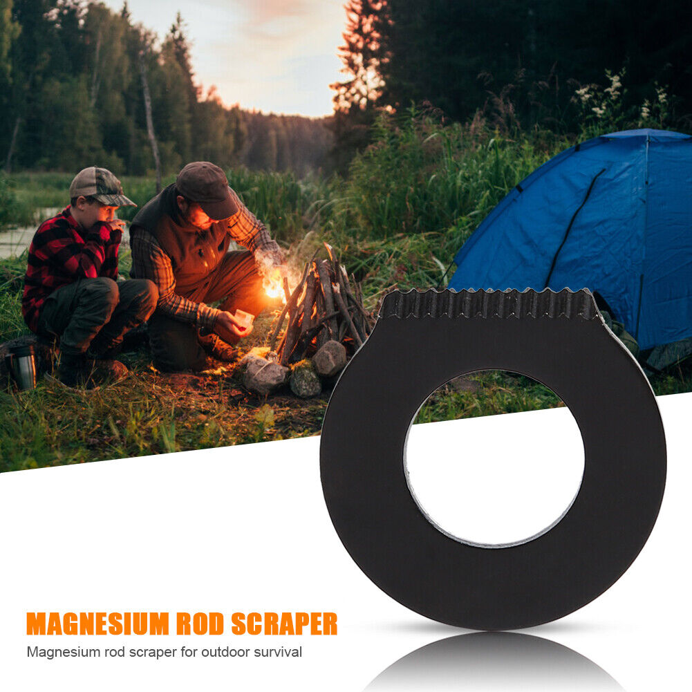 Outdoor Scraper Stainless Steel Round Camp Hiking EDC Multi Tool (Black)