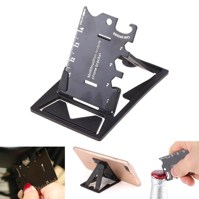 1Pc Outdoor Travel Stainless Steel Mini Mobile Phone Bracket Card Bottle Opener