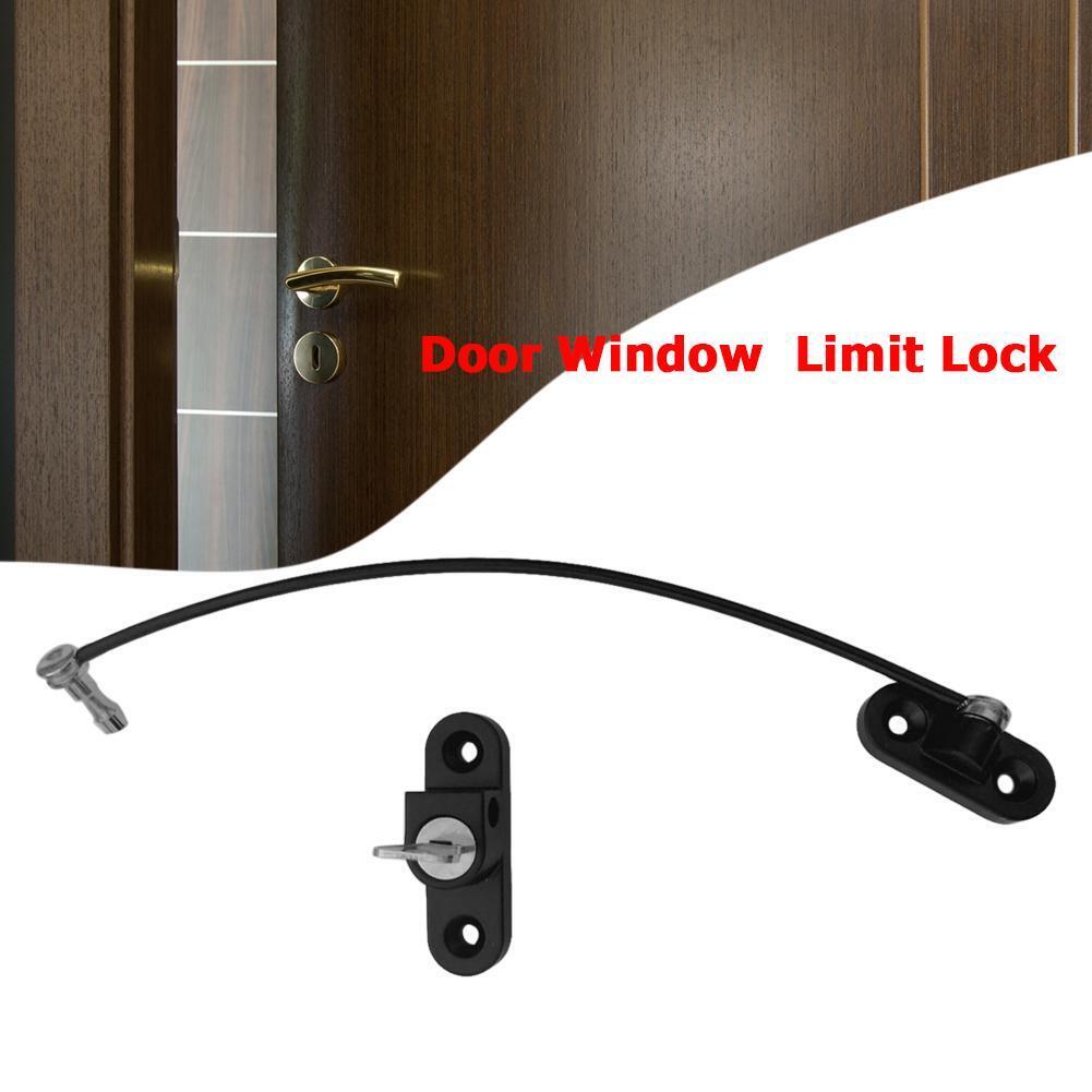 Aluminum Door Window Lock Children Security Car Cable Limit Lock (Black)