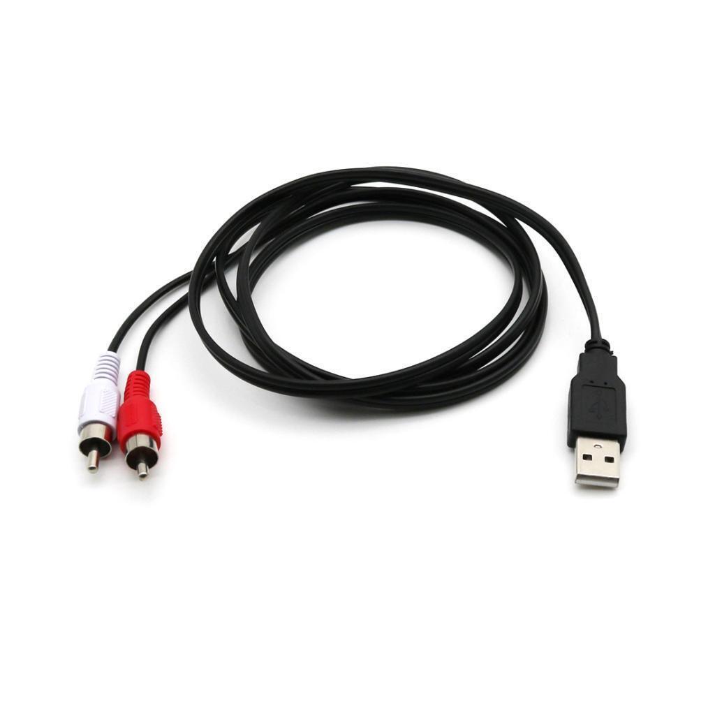USB 2.0 Male to 2 RCA Male Video/Audio Splitter Adapter Cable 1.5m