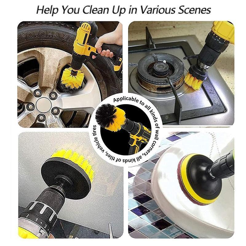 Electric Drill Brush Attachments 23 Pack Scrub Pads Sponge Drilling Brushes