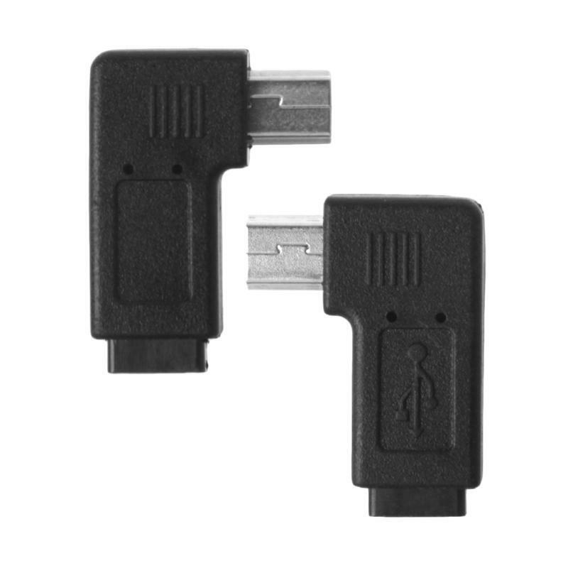 USB 2.0 Micro 5Pin Female To Mini 5Pin Male 90° Angle Left Right Converter