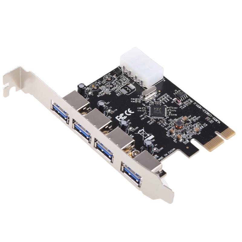 4 Ports USB 3.0 Super Fast PCI Express (PCIe) Expansion Card for Windows Server