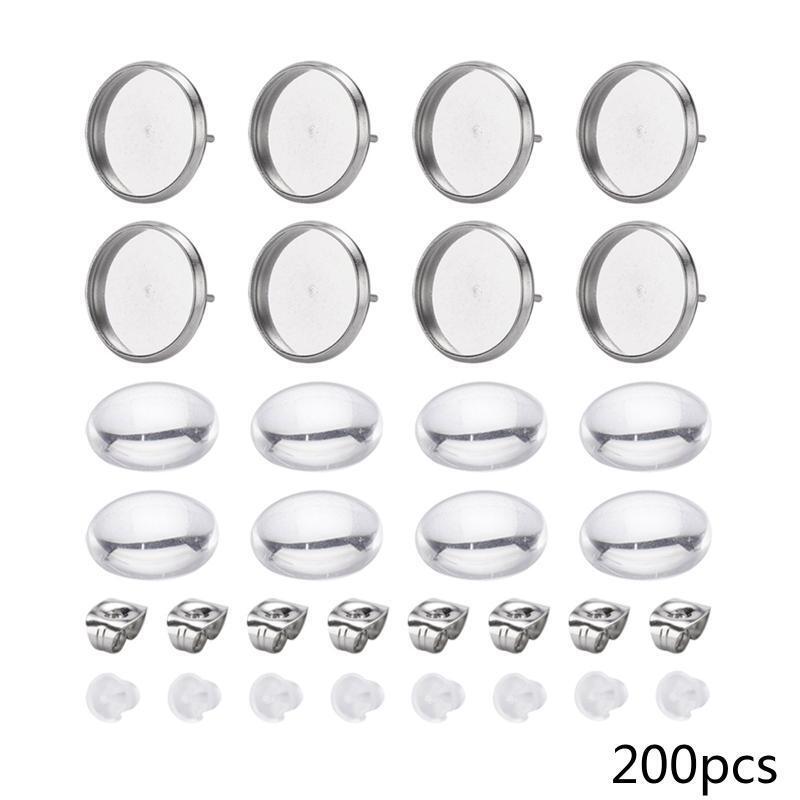 12mm Stainless Steel Time Gem Bottom Bracket Earrings Ear Jewelry Accessories