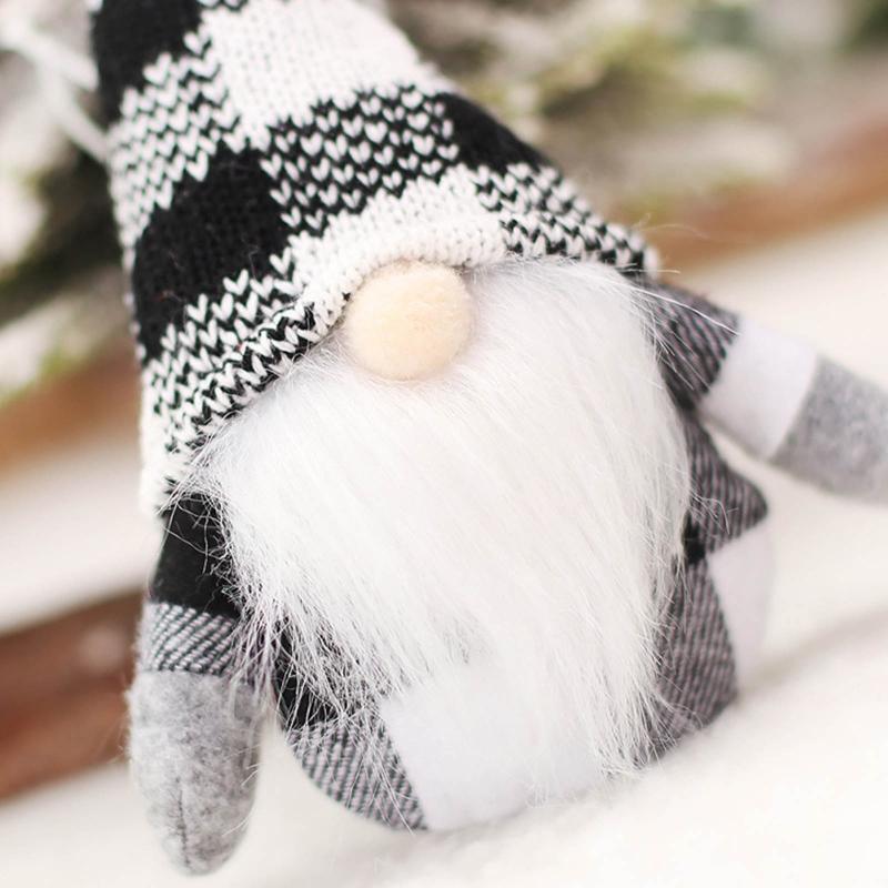 Christmas Plaid Plush Hat Hanging Gnome 1Set Pendant Bedroom Living Room Decor