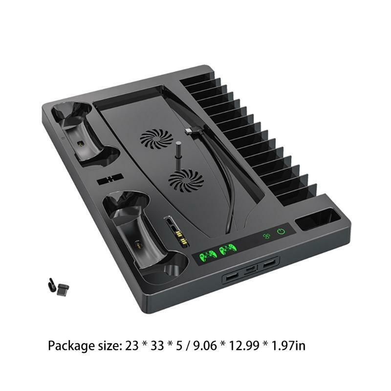 Multifunctional Cooling Stand Base Fan Cooler for PS5 Host with Headset Rack
