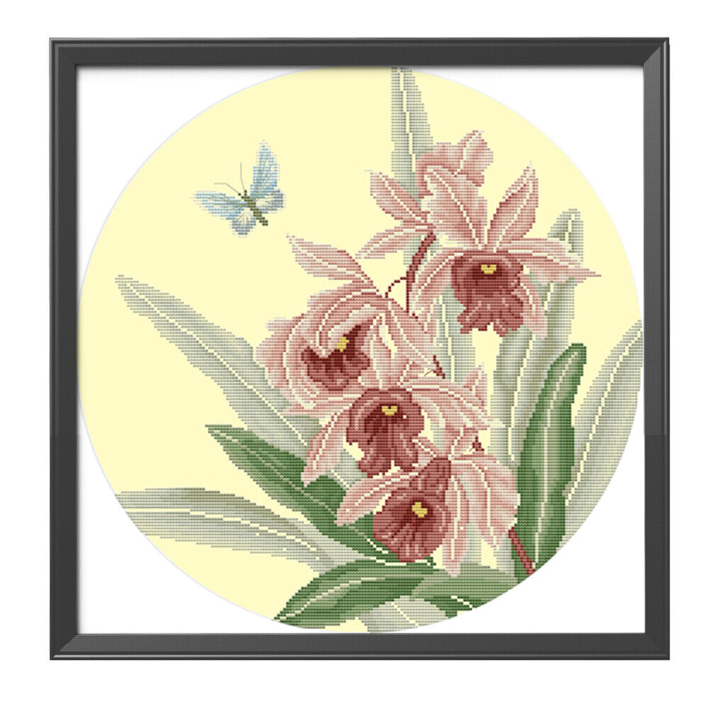 Cross Stitch 11CT Stamp Orchid Embroidery Kits DIY Handicrafts (1020)