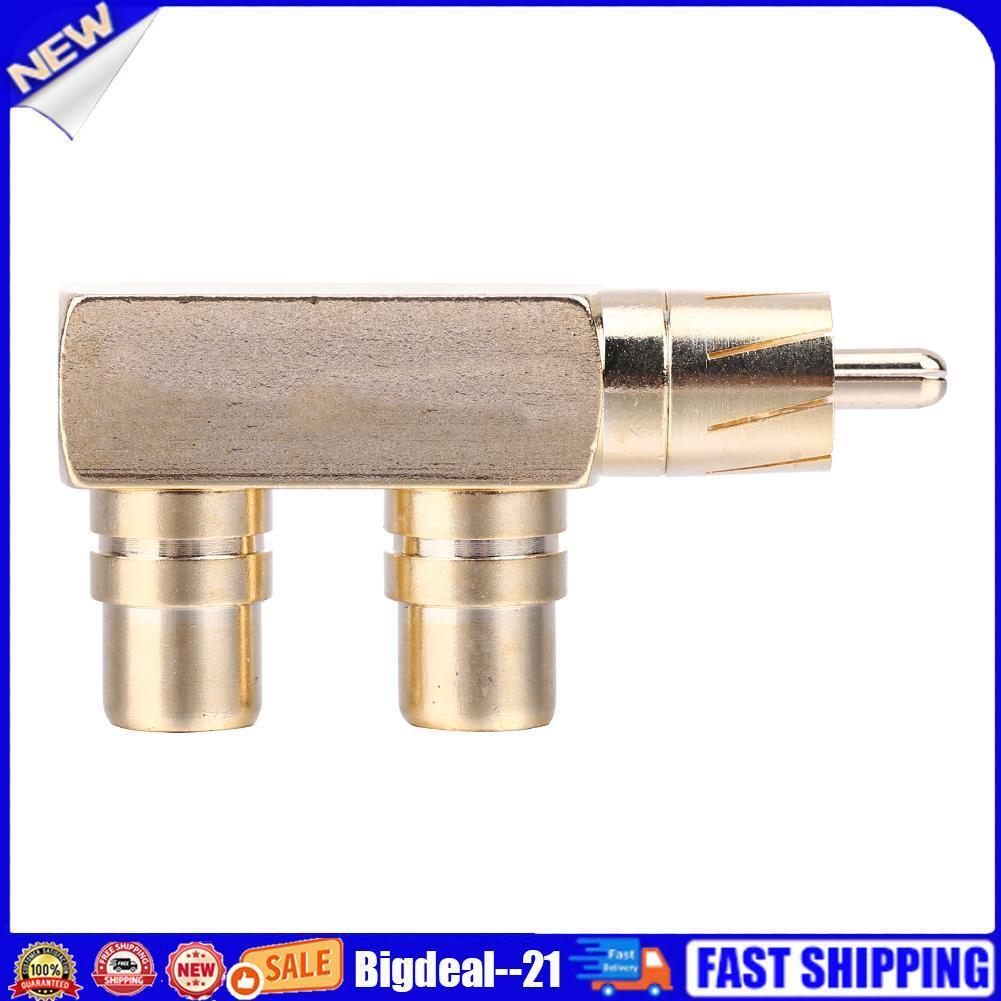 RCA Male to 2 RCA Female Right Angle Audio Plug Splitter Adapter Connector