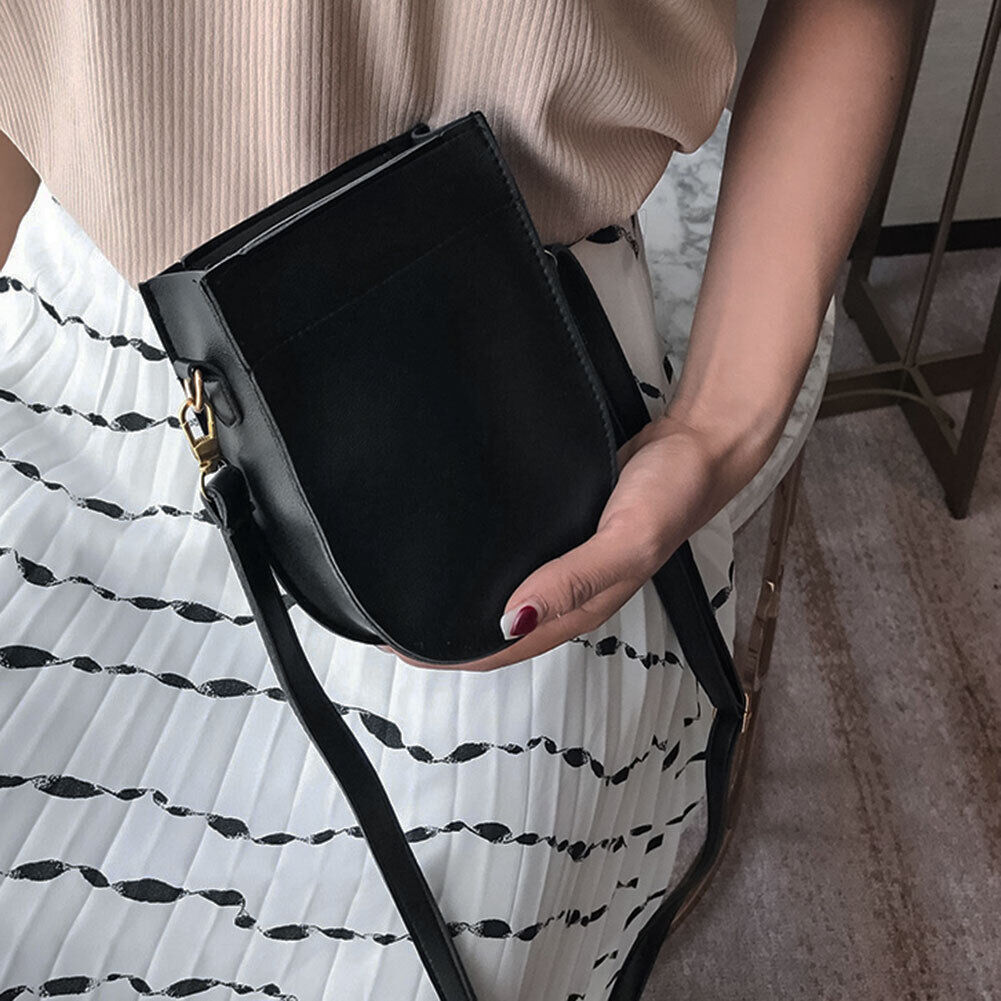 Creative Women PU Leather Mini Phone Bag Shoulder Crossbody Bag(Black)