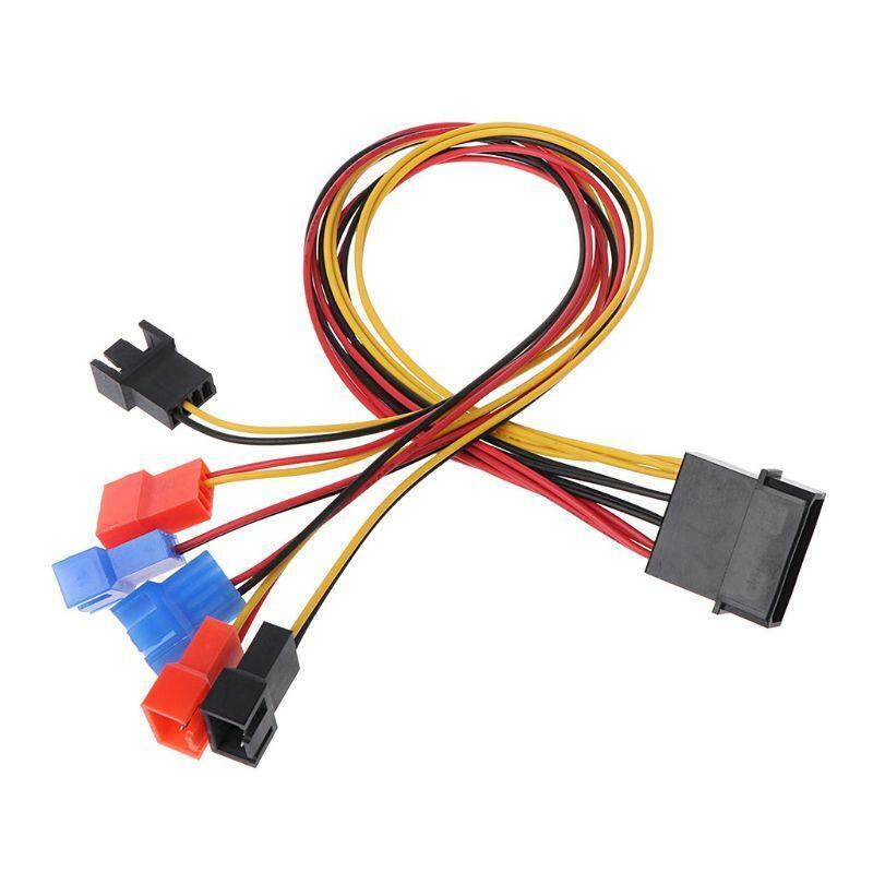 4-Pin IDE Molex To 6-Port Cooling Fan 2-Pin Splitter Power PC DIY Adapter Cable
