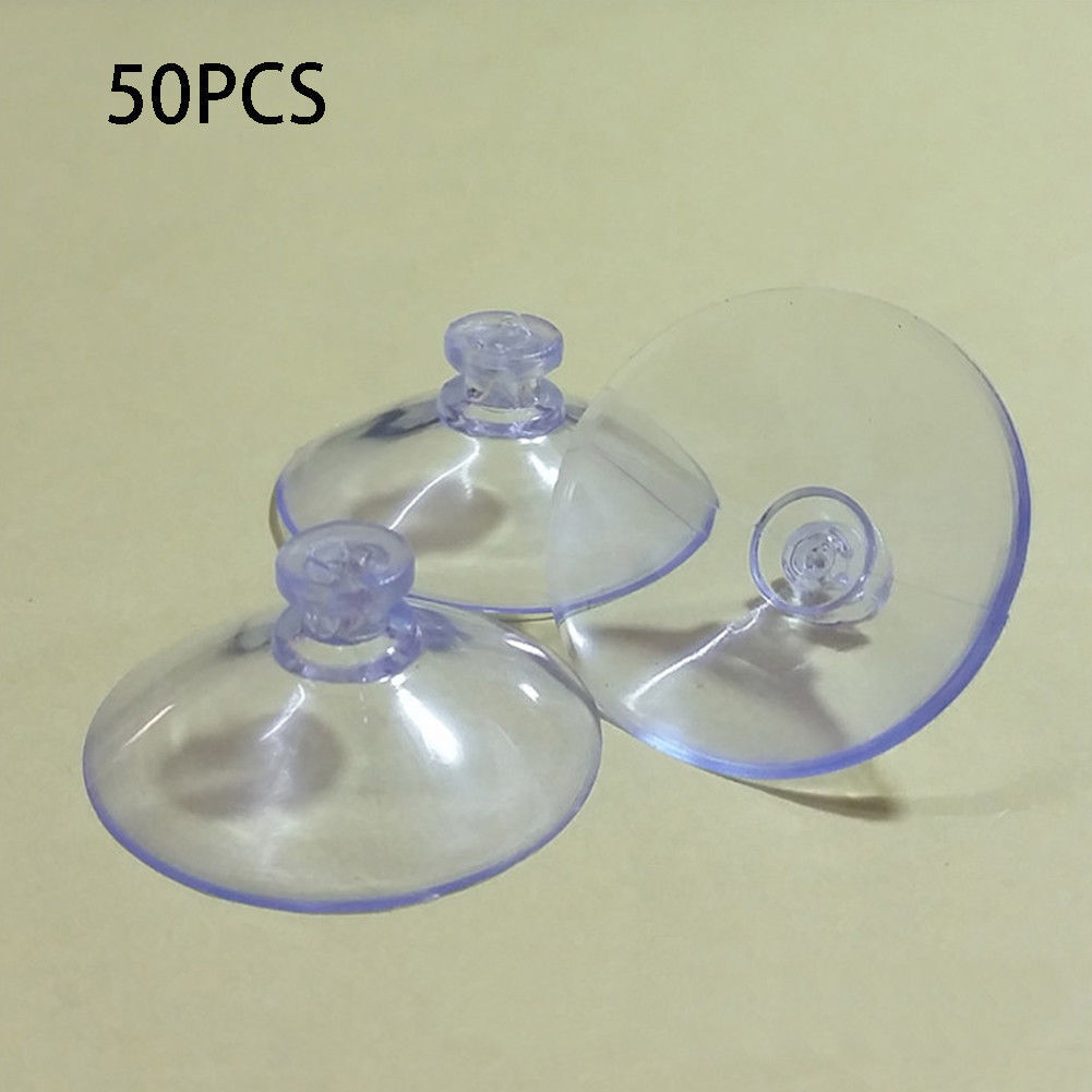 50 x 30mm Suction Cups/Pads Window Glass Suckers Clear Plastic Wide Range