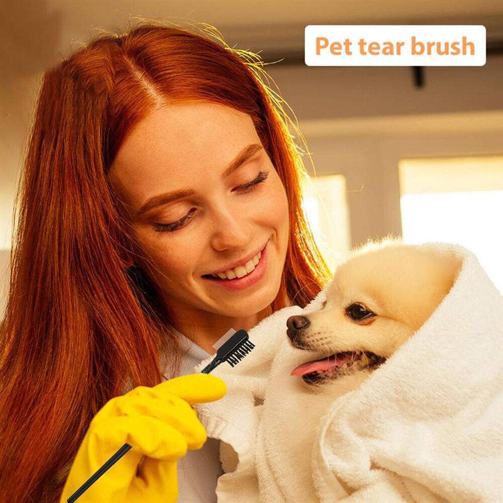 Pet Eye Comb Tear Stain Remover Double-Sided Eye Brush for Dog Cat (Black)