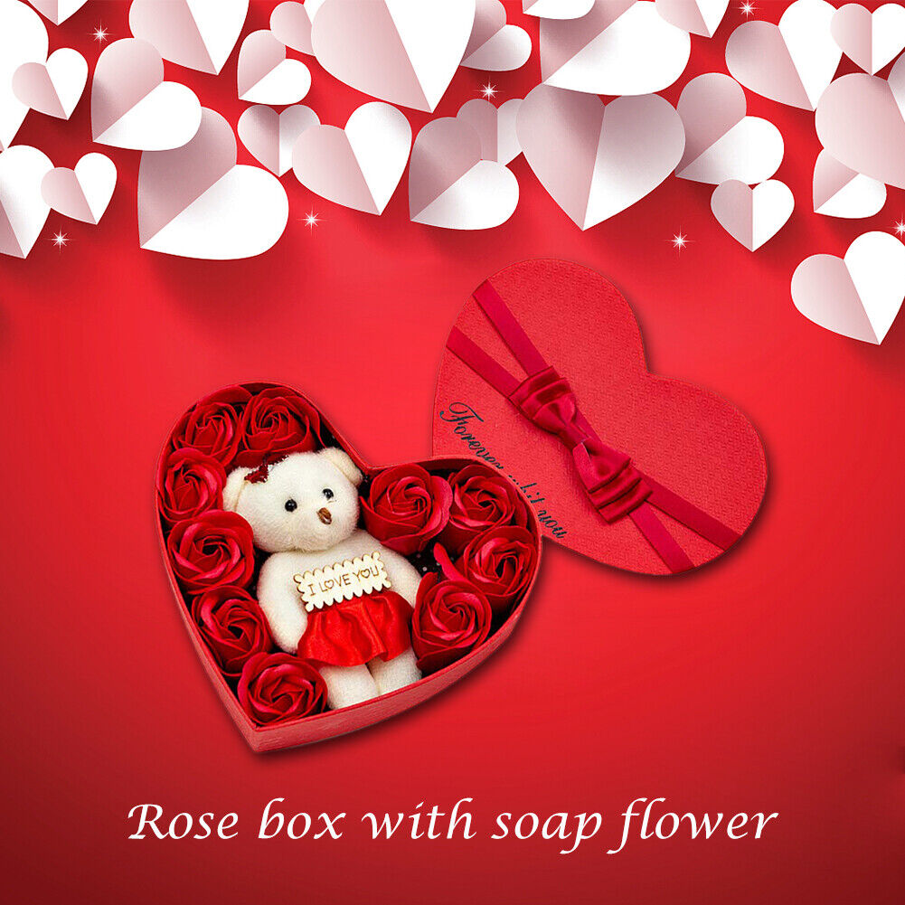 10pcs Rose Flowers Bear Gift Box Xmas Birthday Valentine Wedding Gifts
