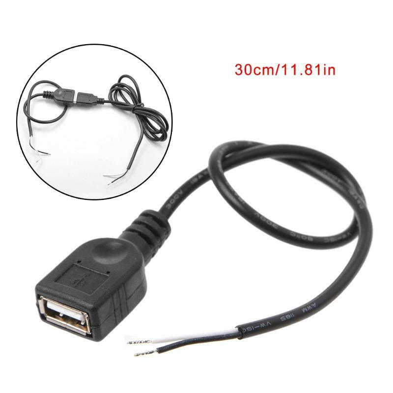 1Pc USB 2.0 Female Jack 2 Pin 2 Wire Power Charge Cable Cord Connector DIY 30cm