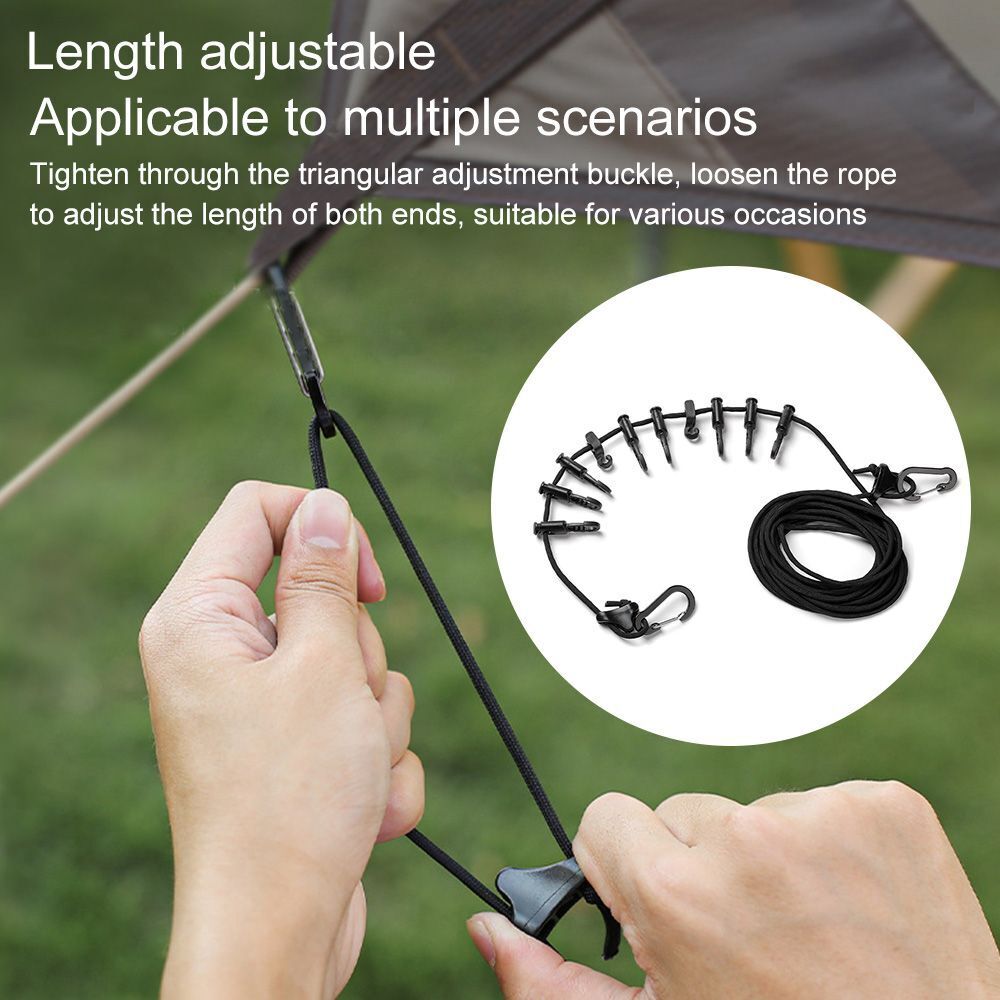 Adjustable Lanyard Outdoor Tent Rope Clothespin Hanging Rope Clothesline