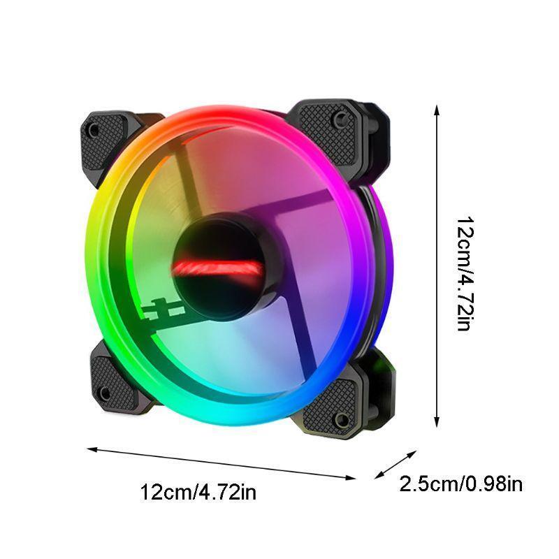 LED RGB Computer Cooling Fan 120mm Remote Control  PC Gaming Case Silent Cooler