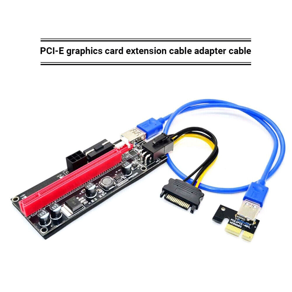 PCI-E Riser Card PCI Express 1X to 16X Extender Adapter 4Pin 6Pin Power