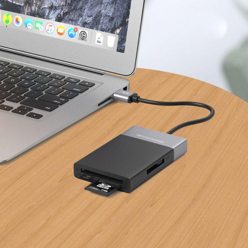 6 In 1 High Speed USB 3.0 2 Port HUB Adapter to XQD/CF/for SD/TF Card Reader Kit
