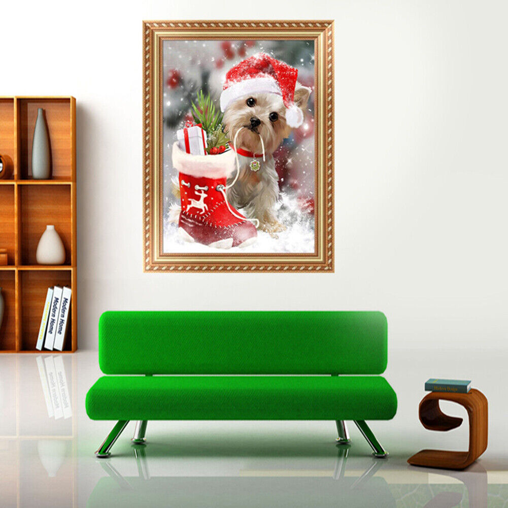 Dog Christmas Xmas 5D Diamond Embroidery Painting Rhinestone Cross Stitch