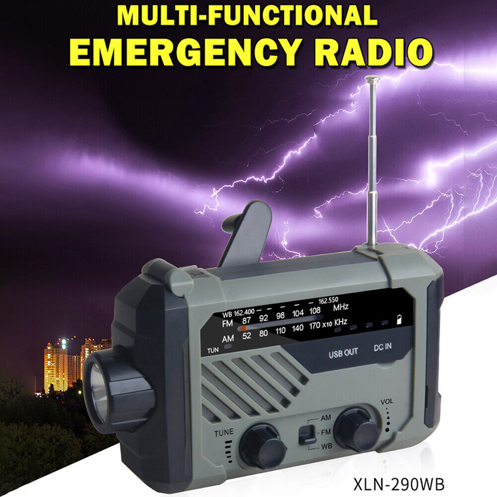 Portable Solar Hand Crank Radio AM FM Emergency Reading Lamp Flashlight