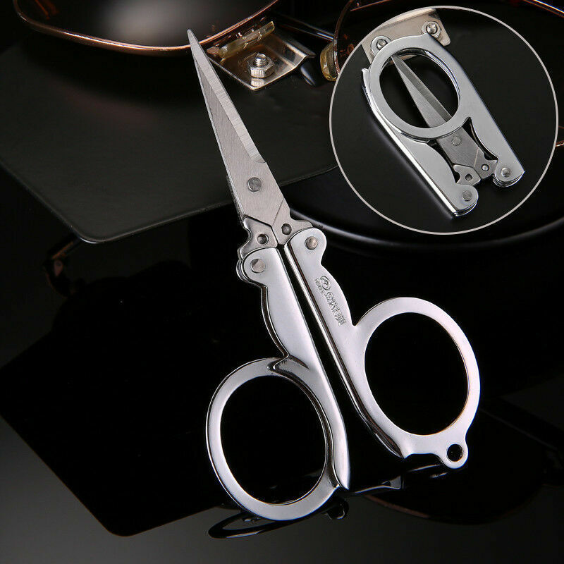 Handy Pair of Folding Scissors Stainles Steel Travel Pocket Foldable Multi User