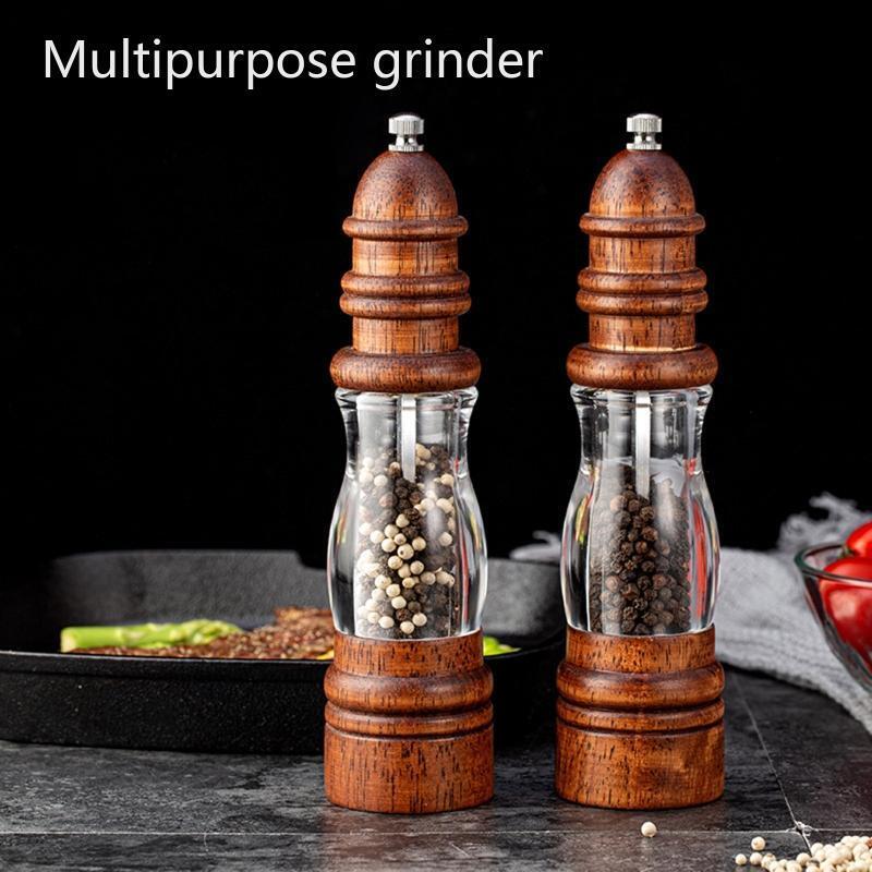 Wooden Spice Pepper Grinder Acrylic Salt Pepper Mill Wood Pepper Mill Grinder