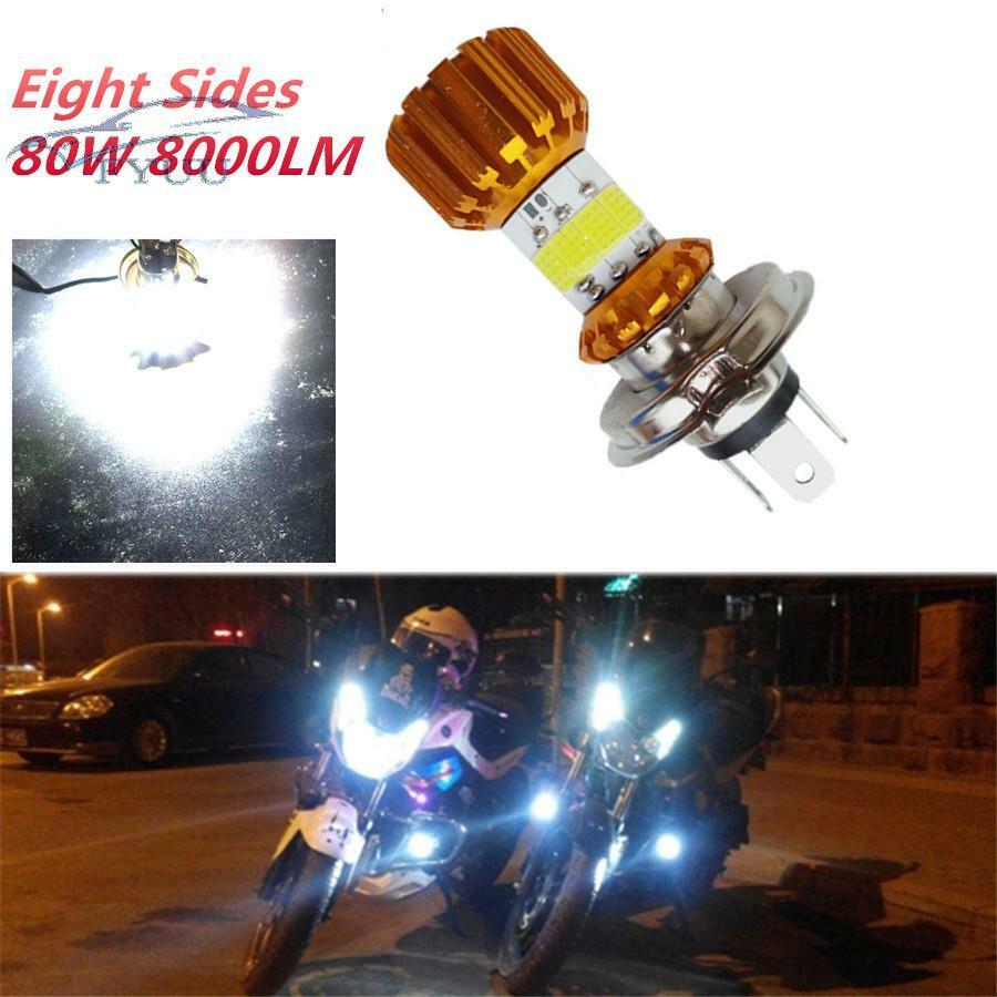 8 Sides 360° H4 DC 12V 80W 6000K LED Motorcycle Motor Scooter Headlight Blub