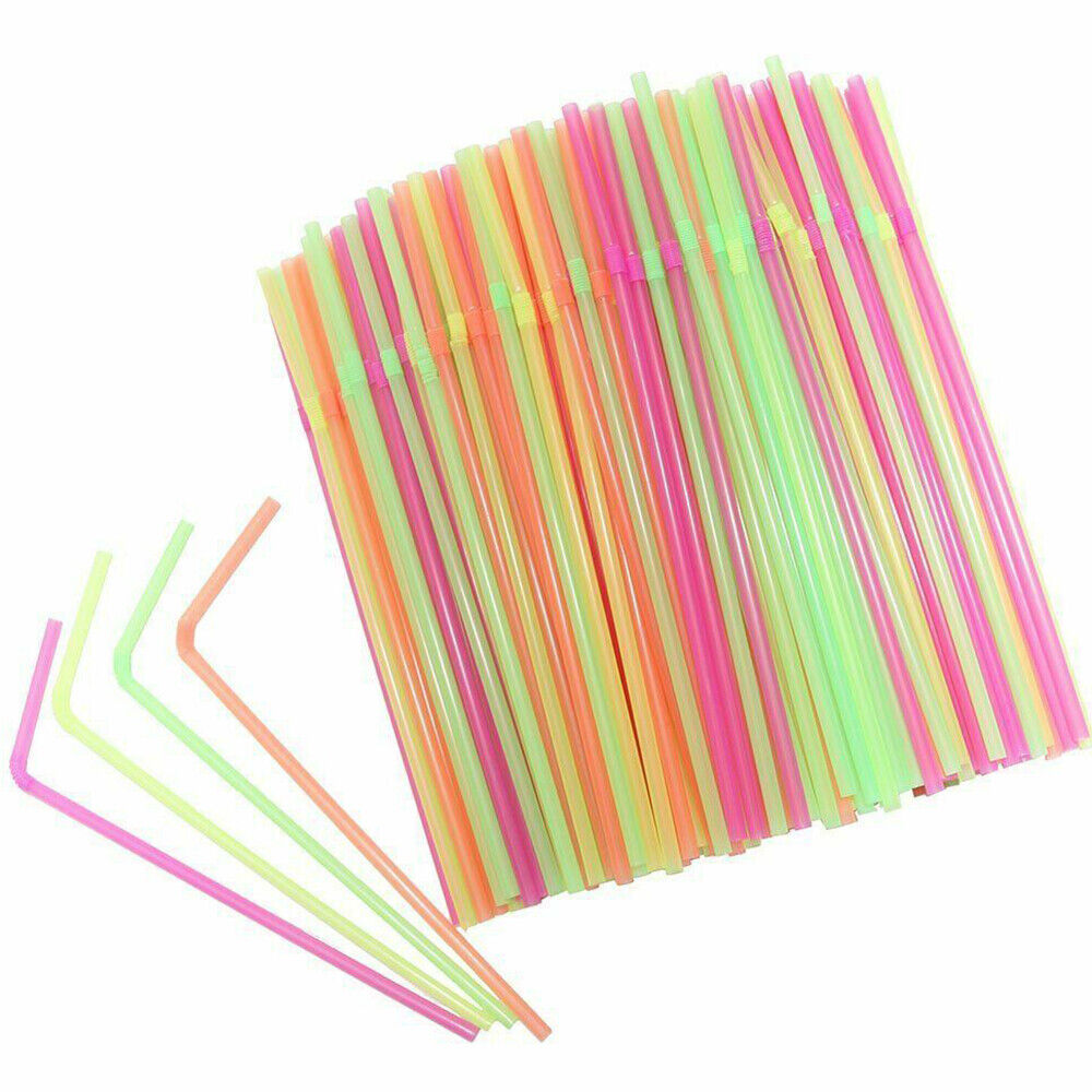 New Home Bar Party Disposable Extra Long Bend Drinking Straws Plastic Curved