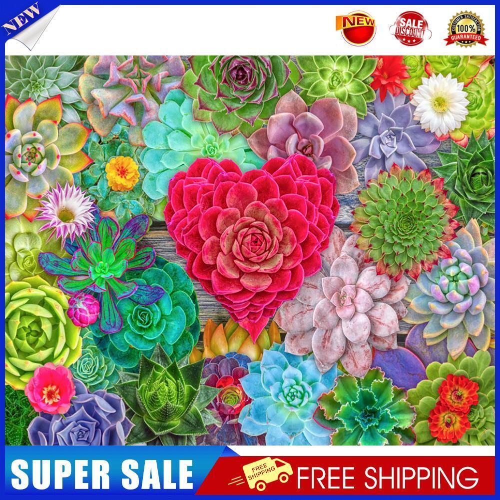 Picture Diamond 5D Drill Round Painting DIY Full Love Succulent Plants Kit