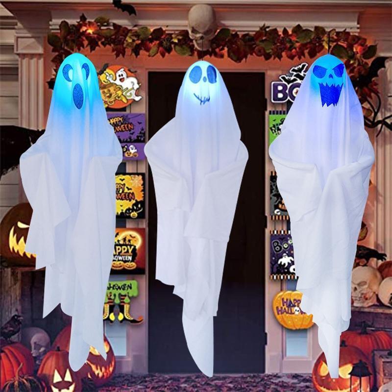 Halloween Ghost Pendant Led Light 3 Colors Changing Lamp Ornament