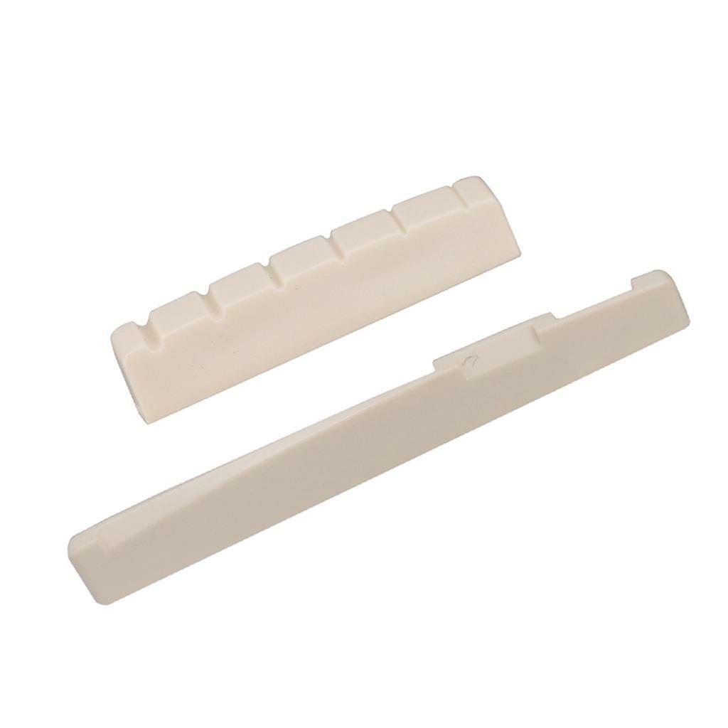 Beige Plastic Saddle and Nut Slotted for  Acoustic Folk Guitar