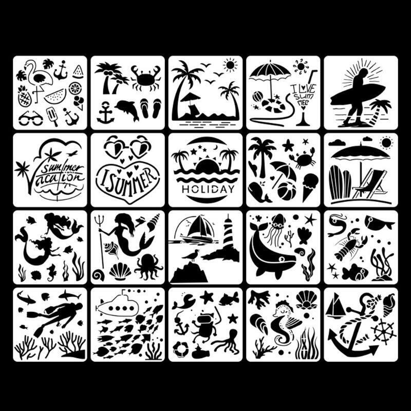 20pcs Multi-purpose Painting Stencil Kit DIY Drawing Stencil Template for Decors