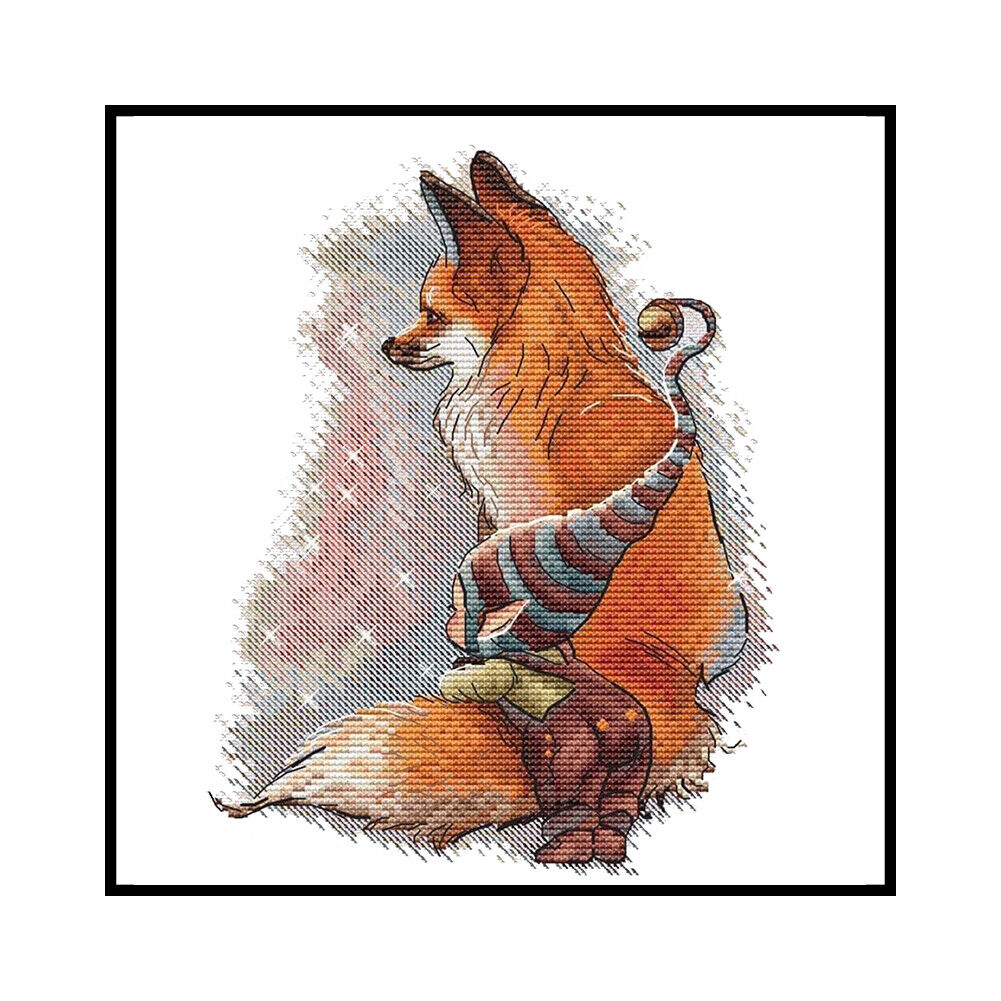 Partial Embroidery DIY Fox Dwarf Needlework 14CT Counted Kit Cross Stitch