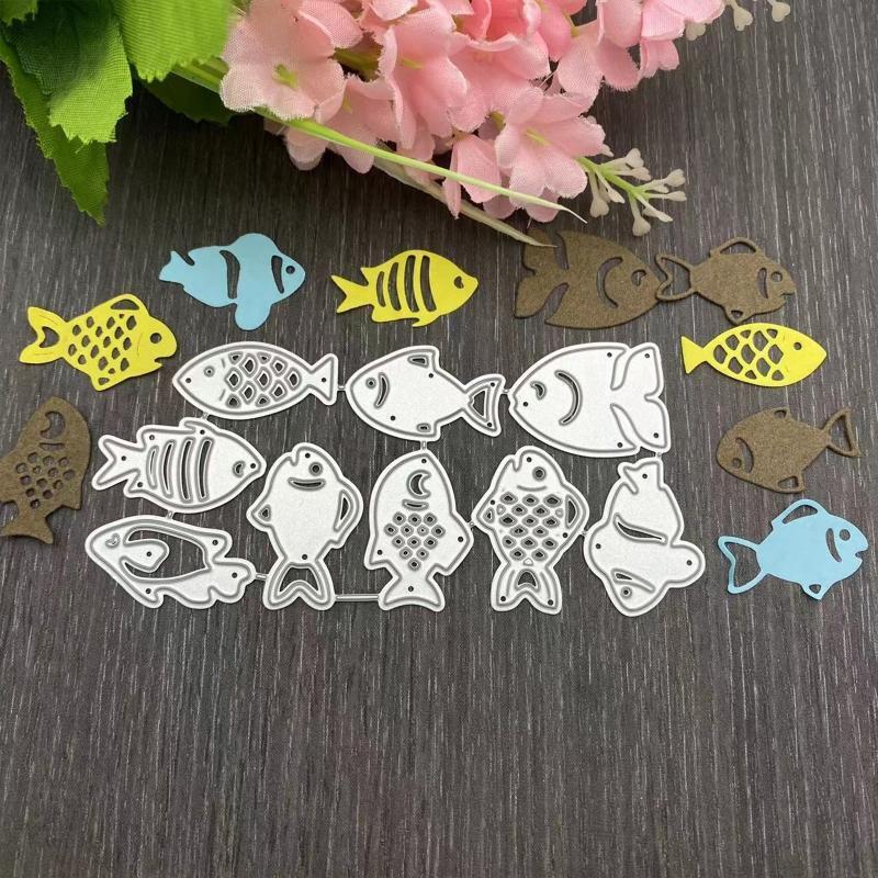 Metal Cartoon Cat Fish Cutting Dies Stencil Scrapbook Album Paper Card Template