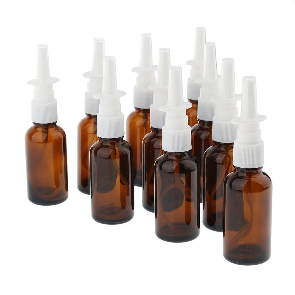 20 Pieces 30ml Empty Glass Nasal Spray Bottle Fine Mist Vials Sprayer Brown