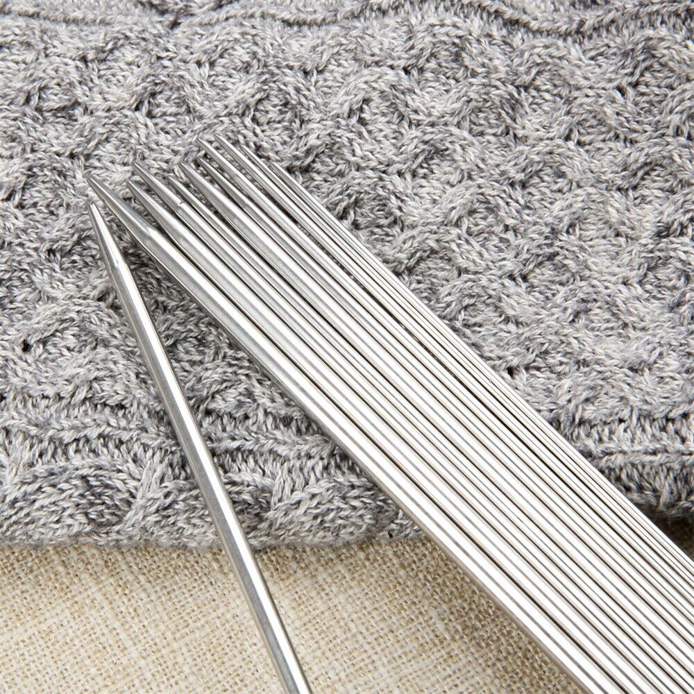 44pcs 11 Sizes Double Pointed Stainless Steel Knitting Needles Yarn Tool 9.84"