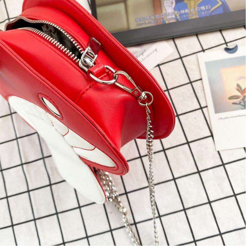 Women Mushroom Shape PU Leather Shoulder Crossbody Bag Tote Chain Satchel Purse