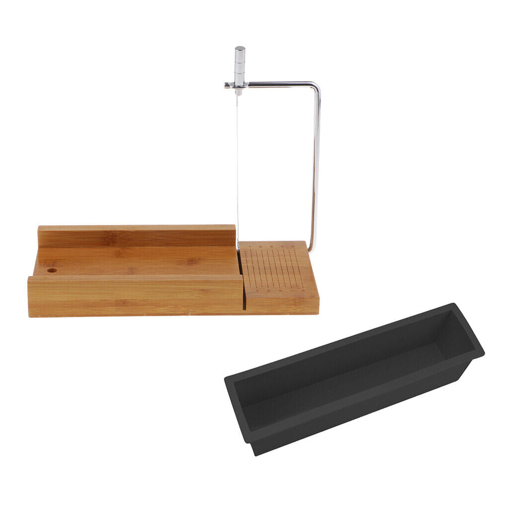 Wooden Soap Cutter with Wire Slicer & DIY Soap Making Loaf Silicone Mold