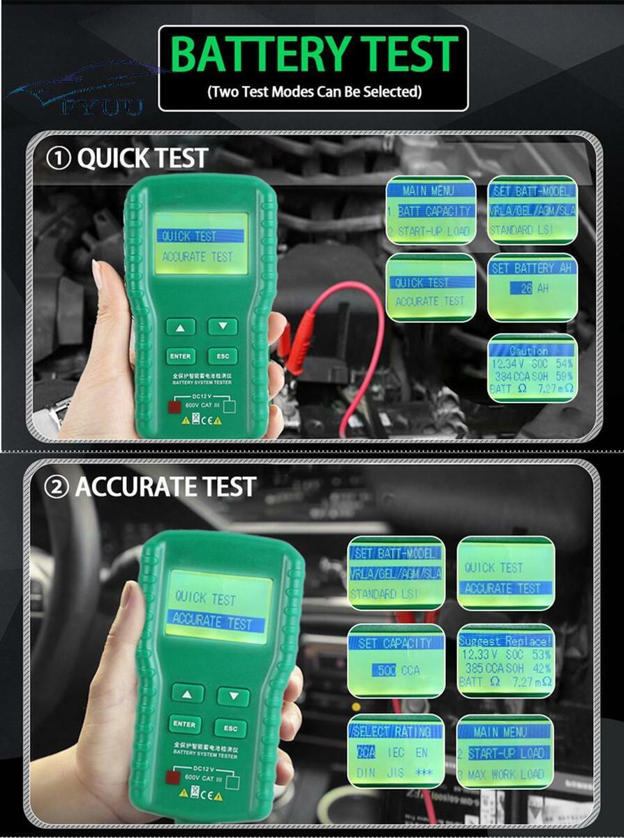 12V New Battery Tester 100~1700CCA Storage Battery Lead Acid Cranking Charging