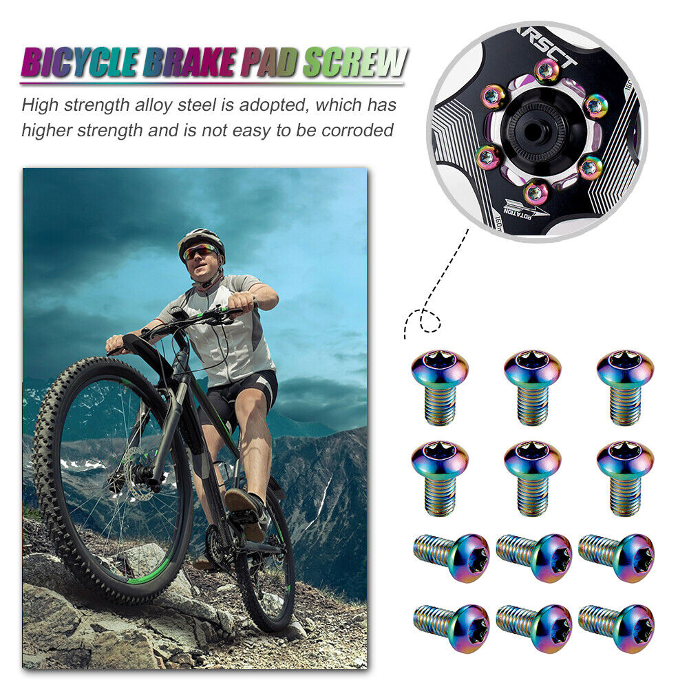 12pcs M5x10mm Disk Brake Rotor Bolts MTB Bike Brake Disc Screw (Multicolor)